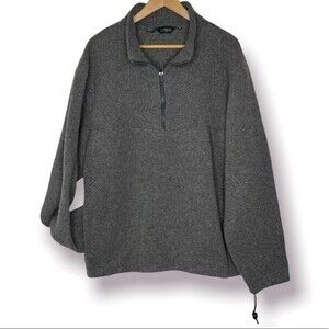 90s Vintage J Crew Fleece Pullover Jacket Grey Men's X-Large Tall Half Zip